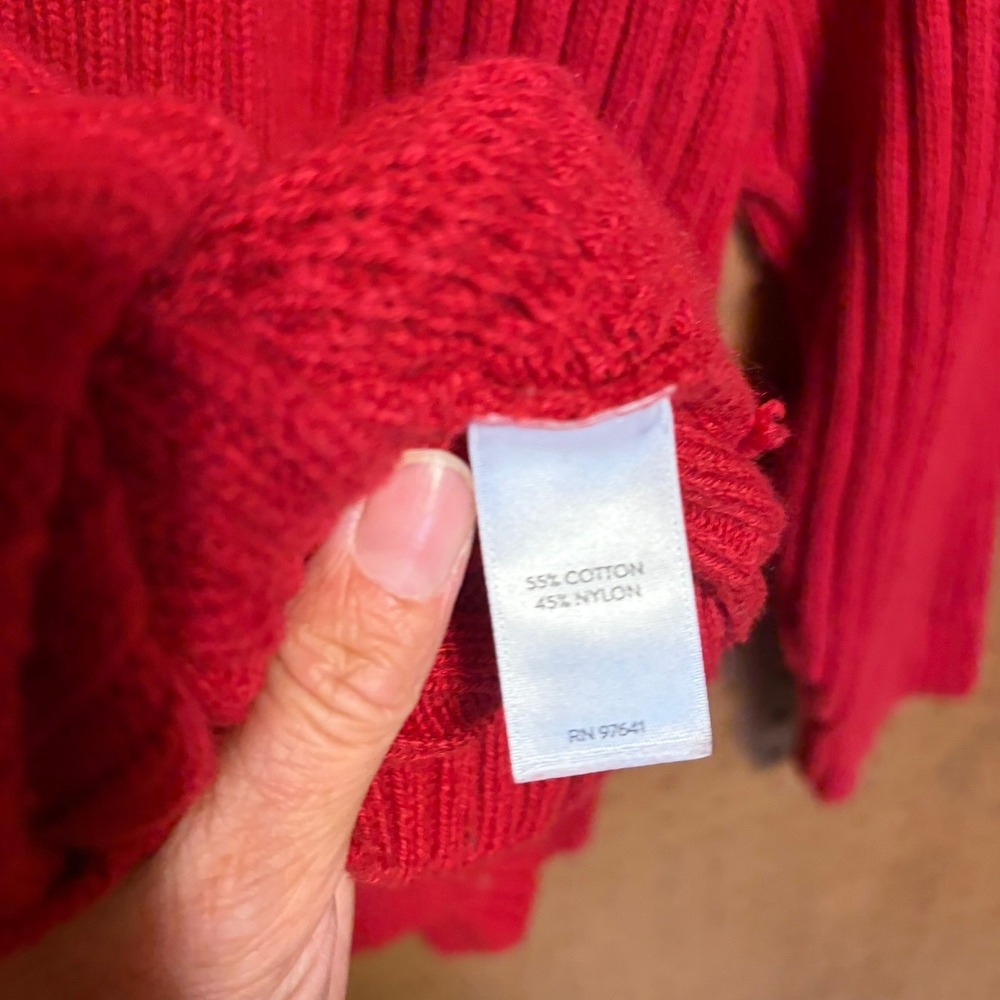 J. Jill Sweater 2X Red Cable Knit Ribbed Crew Neck Raglan Plus Size Pullover - Picture 6 of 7